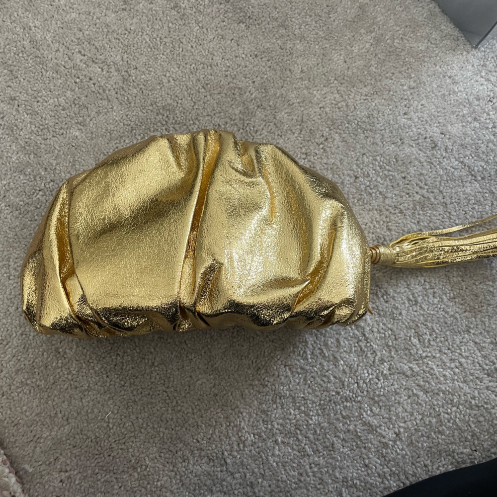 Rebecca Minkoff Ruched Clutch in Metallic Gold
